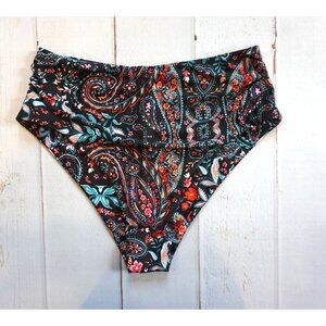 Zaful Womens Paisley Print High-Waisted Bikini Bottoms - Size L, NWOT